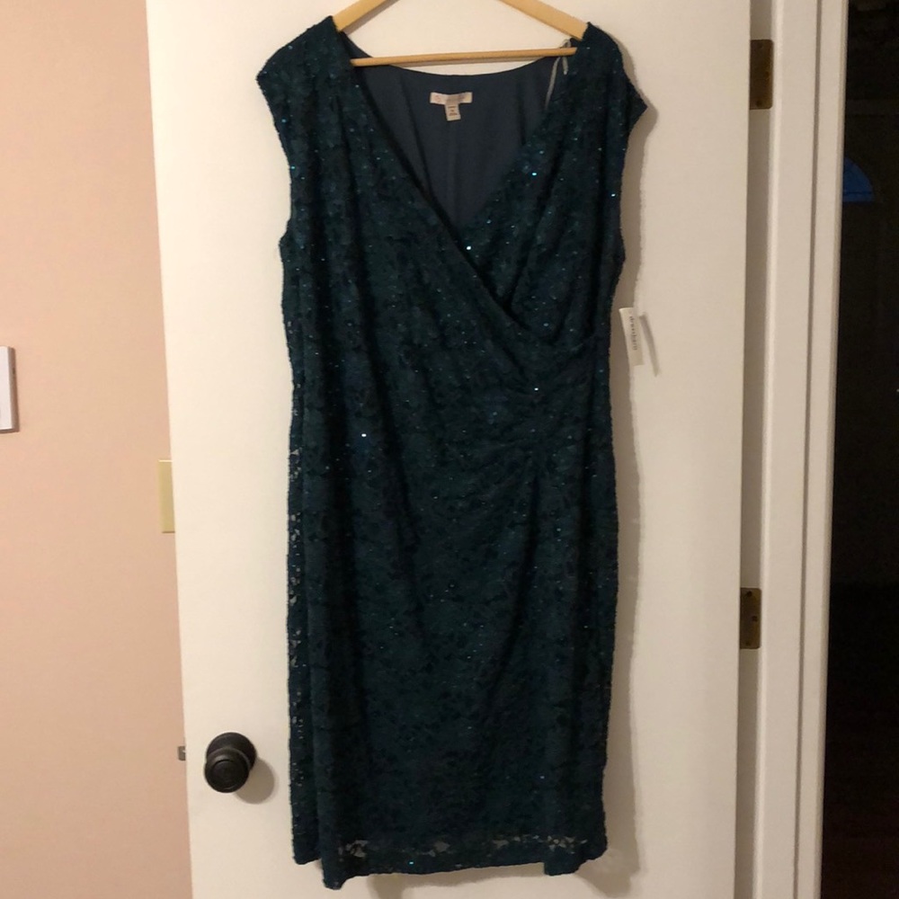 Dress Barn hunter green cocktail dress 18